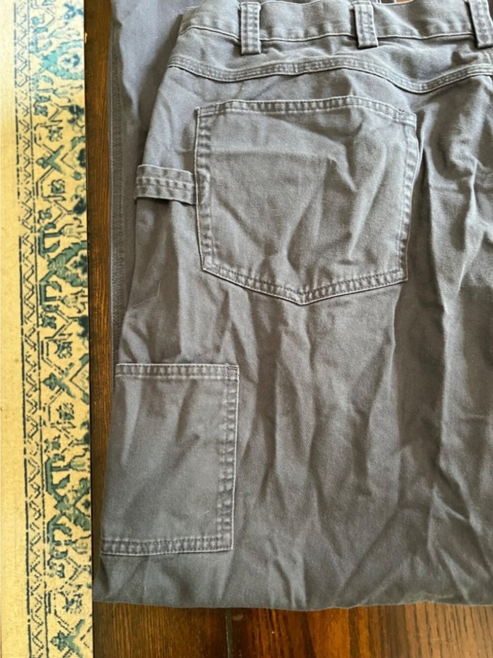 Duluth Khaki Carpenter Pants Blue Grey Cotton Khaki Relaxed Casual Men's 44 X 34 - Picture 5 of 9